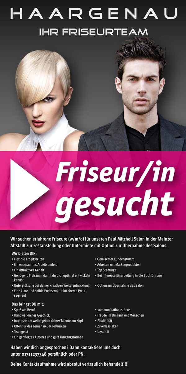 Anzeige Friseur/in